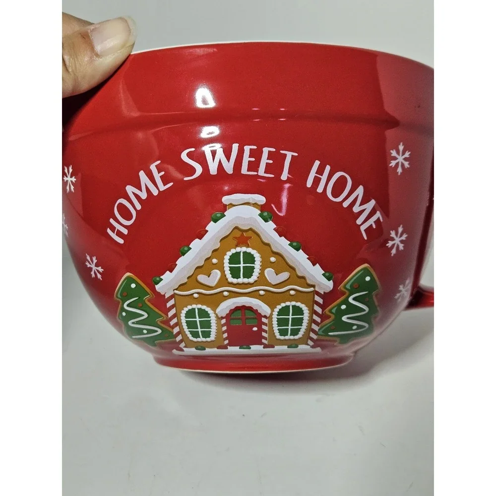Holiday Time Home Sweet Home Gingerbread House Red Ceramic 2 Quart Batter Bowl